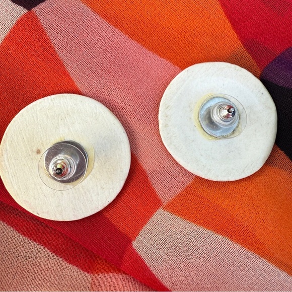 Blue Iris Hand Painted Floral Ceramic Earrings - Picture 11 of 14